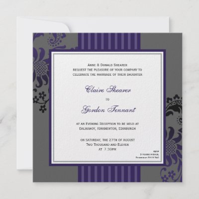 Purple Grey Pattern Wedding Invitation Purple by claire shearer