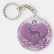 Purple Greyhound Valentine Keychains