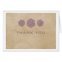 Purple Grunge D20 Dice Gamer Thank You Card