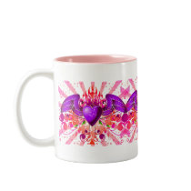 Purple Grunge Winged Heart Design Mugs