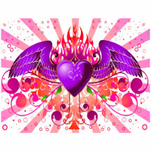 Purple Grunge Winged Heart Design Photo Sculptures