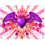 Purple Grunge Winged Heart Design Photo Sculptures