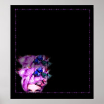 Purple Hair Butterfly Lady  Poster/Print