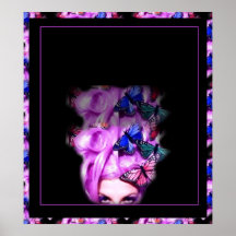 Purple Hair Butterfly Lady  Poster/Print 8