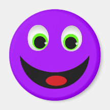 PURPLE HAPPY SMILEY FACE FRIDGE MAGNETS