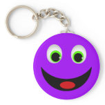 PURPLE HAPPY SMILEY FACE KEY CHAIN