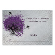 Purple Heart Leaf Tree Table Place Cards Business Card Templates