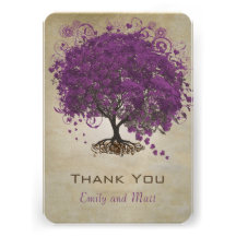 Purple Heart Leaf Tree Wedding Invites