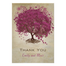 Purple Heart Leaf Tree Wedding Invites