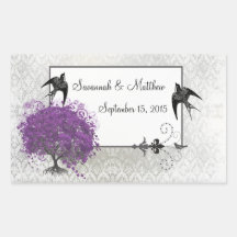 Purple Heart Leaf Tree Weddings Rectangle Stickers
