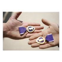 Purple Heart recipients display their medals Photo Print