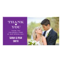 Purple Heart Wedding Photo Thank You Cards Picture Card