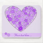 Purple Heart with flowers mousepad