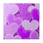 Purple Heart with flowers Tile