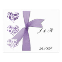 Purple Hearts and Ribbons RSVP Post Card