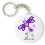 Purple Hearts dragonfly template name key chain keychains