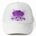 Purple Hearts & Flowers Personalised Bride's Hat