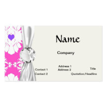 purple hearts pink white damask business card template