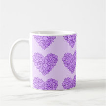 Purple Hearts with flowers mug