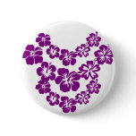 Purple hibiscus leis pinback buttons