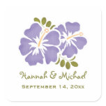 Purple Hibiscus Wedding Favour Sticker Seal