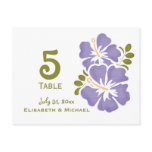 Purple Hibiscus Wedding Reception Table Number Car
