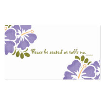 Purple Hibiscus Wedding Table Place Cards Business Card