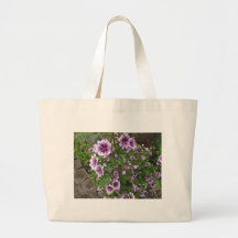 Purple Hollyhocks Canvas Bags