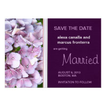 Purple Hydrangea Wedding Save the Date Card