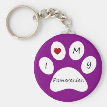 Purple I Love My Pomeranian Key Chain