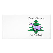 Purple I want a dinosaur for christmas Customized Photo Card