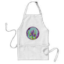 Purple Iris Flower Batik Art Aprons