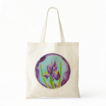 Purple Iris Flower Batik Art Bags