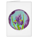 Purple Iris Flower Batik Art Greeting Cards