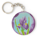 Purple Iris Flower Batik Art keychains
