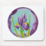 Purple Iris Flower Batik Art Mouse Pads