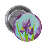 Purple Iris Flower Batik Art Pinback Buttons