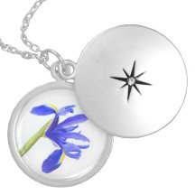 Purple Iris Flower Personalized Necklace