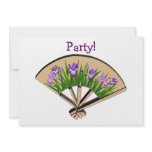 Purple Iris Flowers on Japanese Fan Design invitations