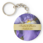 Purple Iris Wedding Favour Gold Keychain