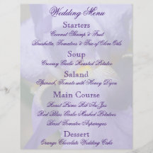 Purple Iris Wedding Menu Flyer