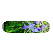 Purple Irises in Suburbs Skate Boards