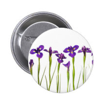 Purple Irises - Iris Flower Customised Template Pinback Buttons