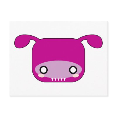 Purple Kawaii Monster Post Card by QueenHare