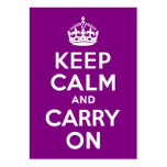 Purple Keep Calm and Carry On business cards