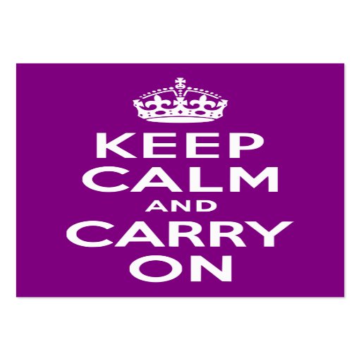 Purple Keep Calm and Carry On Business Cards