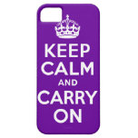 Purple Keep Calm and Carry On iPhone 5 Cover