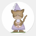 Purple Kitty Princess Round Sticker