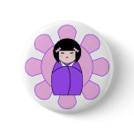 Purple Kokeshi Doll buttons