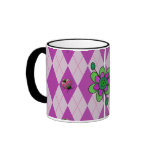 Purple Ladybug Argyle Ringer Mug